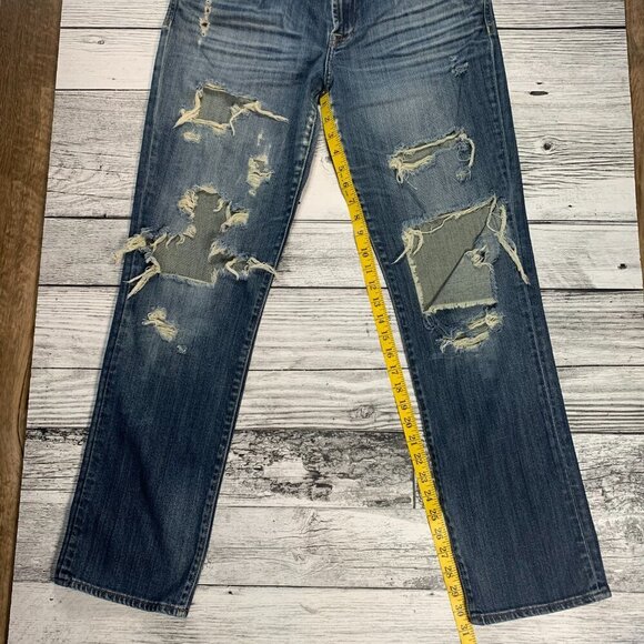 Lucky Brand Straight Leg Distressed Blue Denim Jeans - Picture 13 of 13